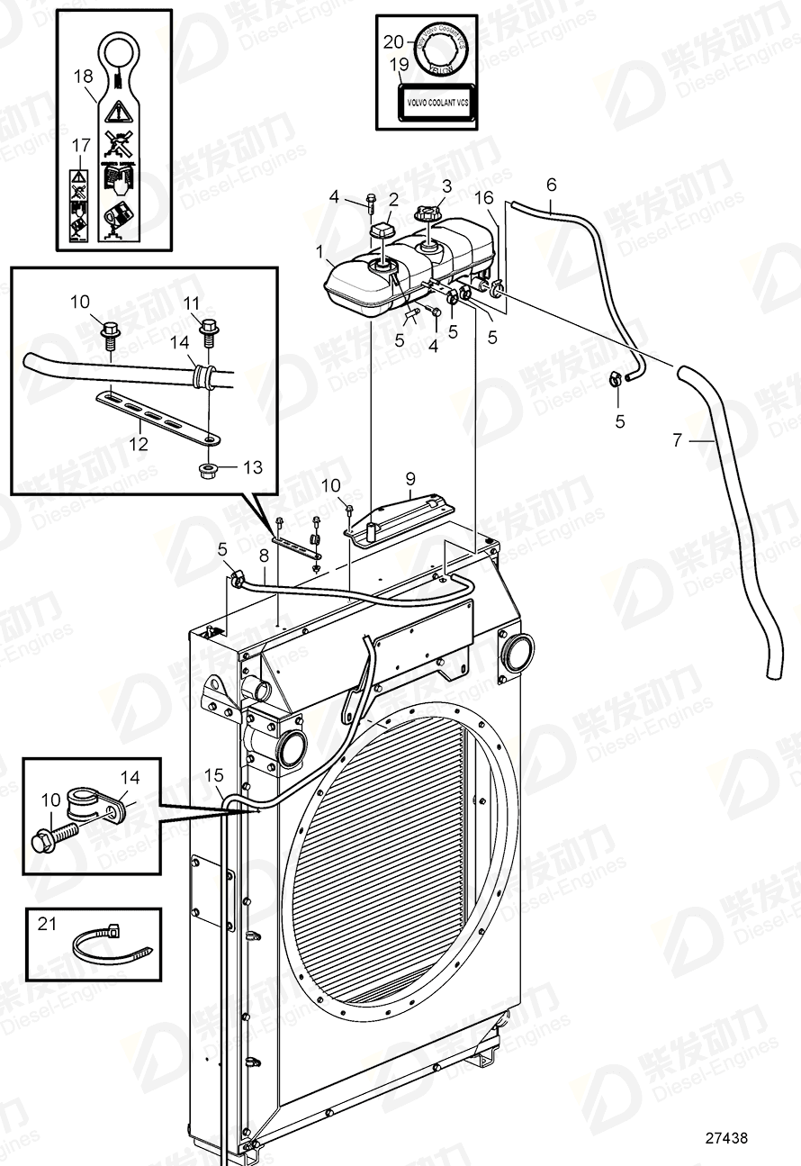 VOLVO Warning decal 3842724 Drawing